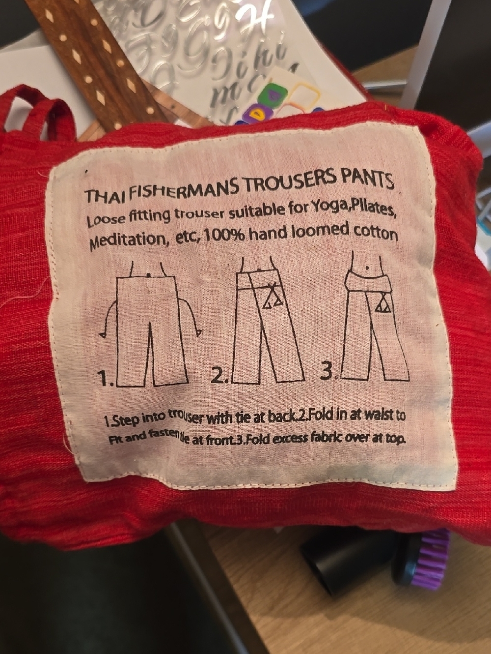Hand-Loomed Red Trousers Pants for Yoga & Play